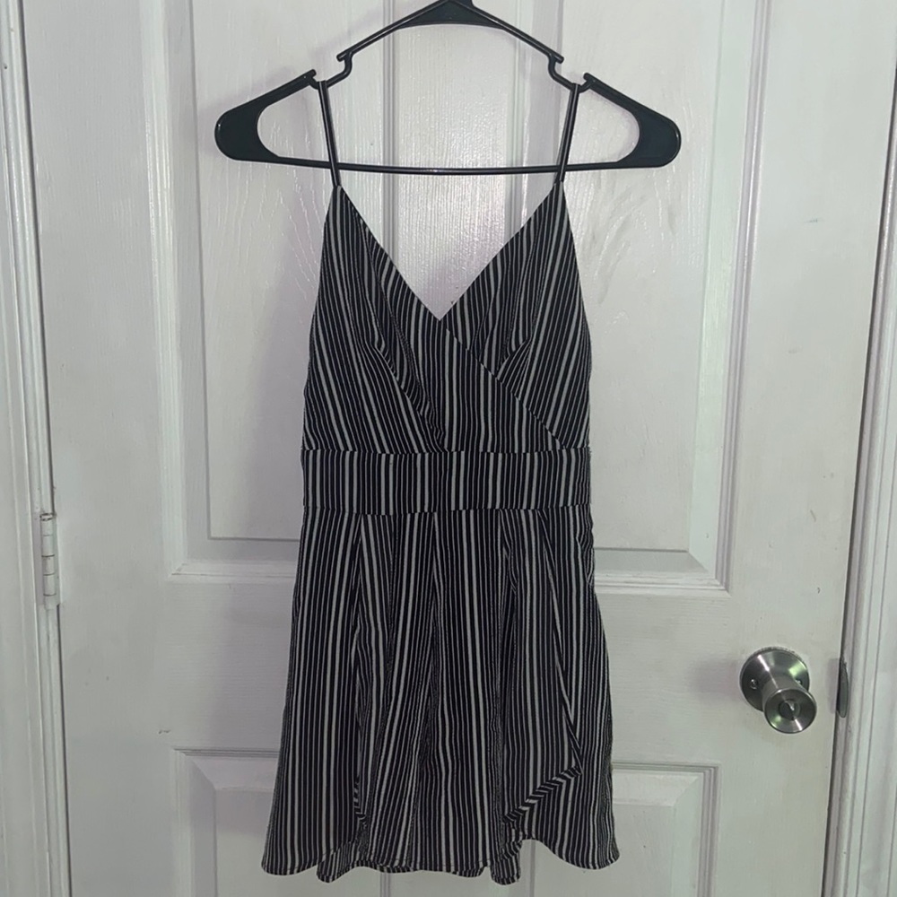 💜2/$30 Black and White Striped Romper